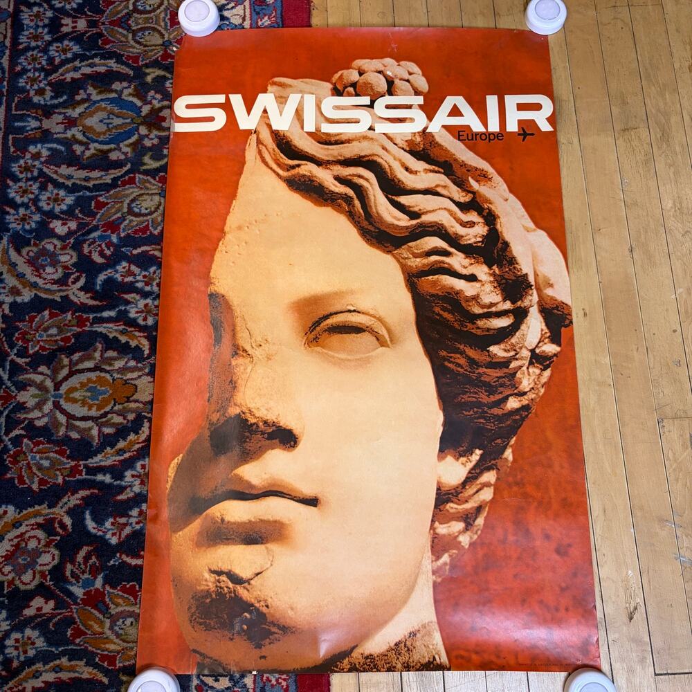 Swissair 1964 Europe Airlines Manfred Bingler Original Vintage Poster